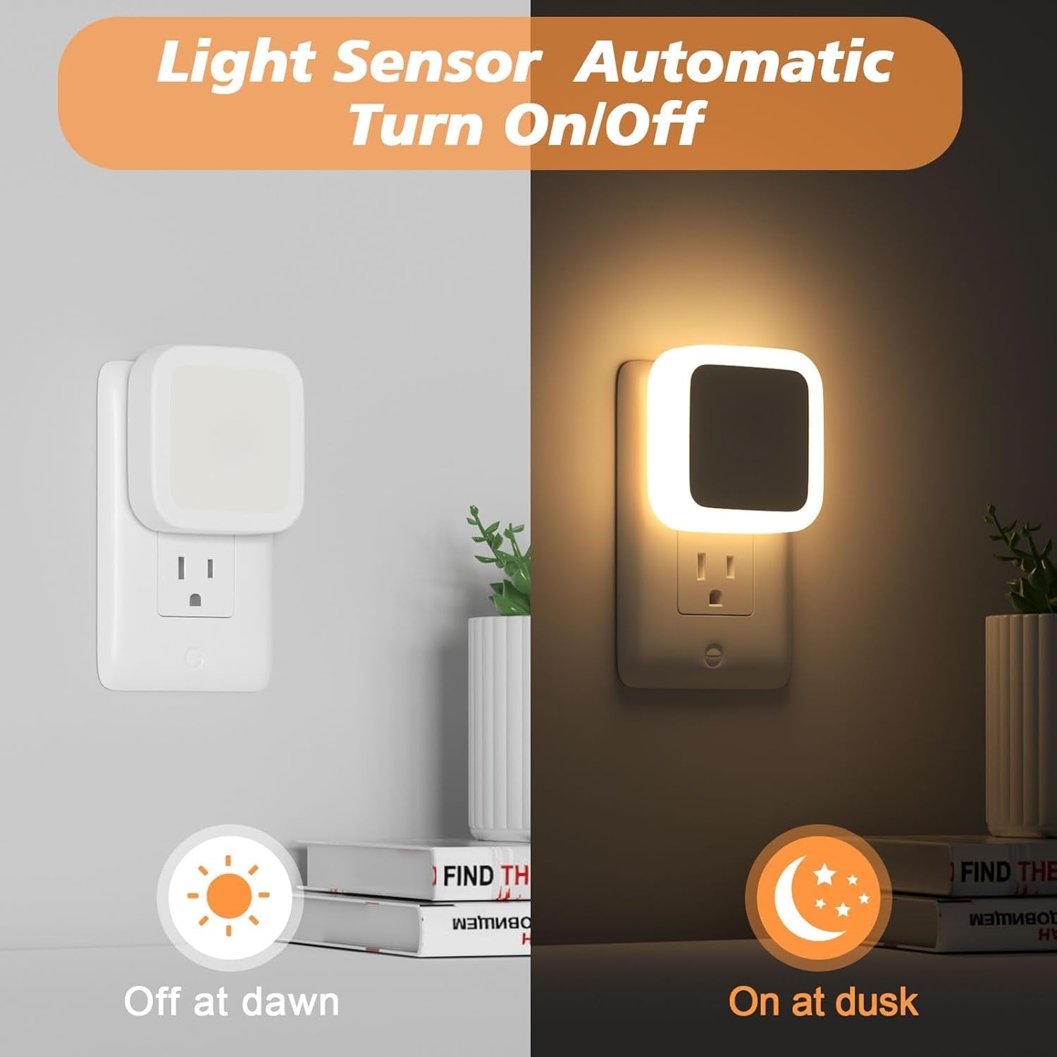 Night Lights Plug into Wall 8-Pack, Nightlight Plug in Night Light, Dusk to Dawn Night Lamp Led (Warm White)